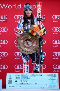 Victoria de Tina Weirather en el Súper Gigante de la Copa del Mundo de La Thuile (Ita)